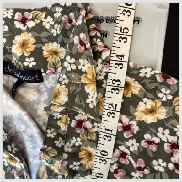 Derek Heart Floral Ruffle Long Sleeve Dress Collared Button Front Size L - Picture 5 of 11